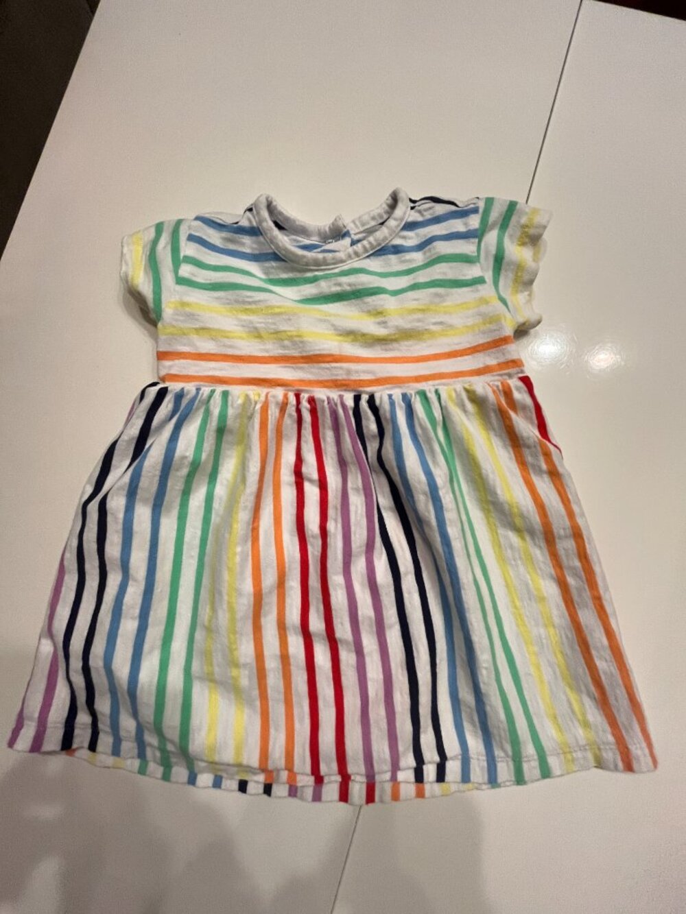 Rainbow Striped Dress  by Sustainable Kids Clothing Brand Primary 18-24 months